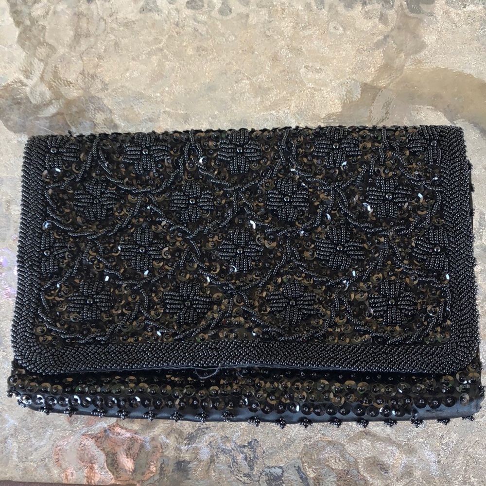 Bon Soir Hong Kong Satin & Beaded Clutch